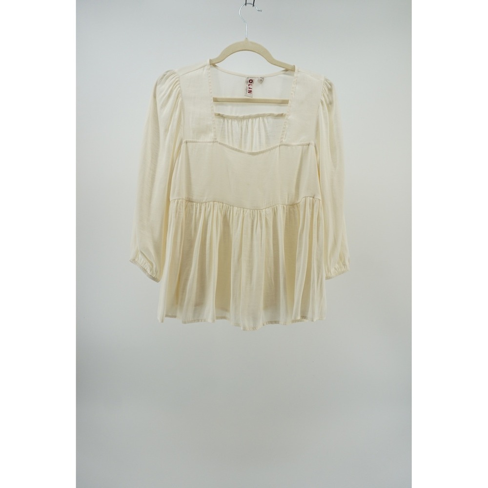 Dolan Left Coast Babydoll Blouse Cottagecore Romantic Square Neck Cream Small‎ - Picture 2 of 7